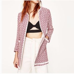 NWOT Zara frayed printed coat
